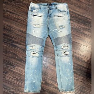 Embellish Zip Jean - Size 38